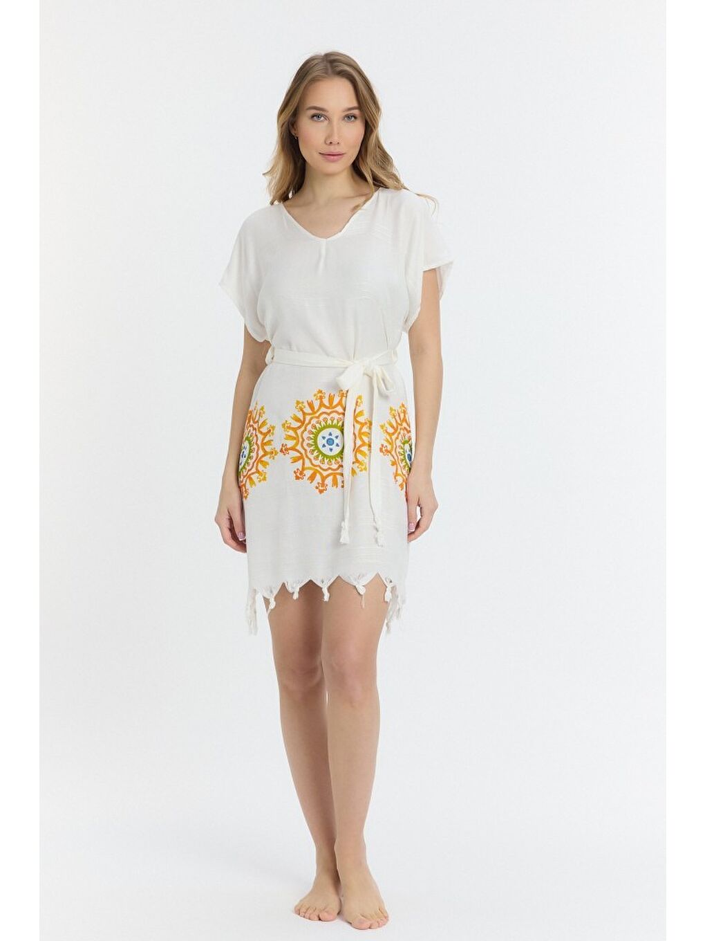 Sarı Copia Kadın Bambu Plaj Elbisesi-2