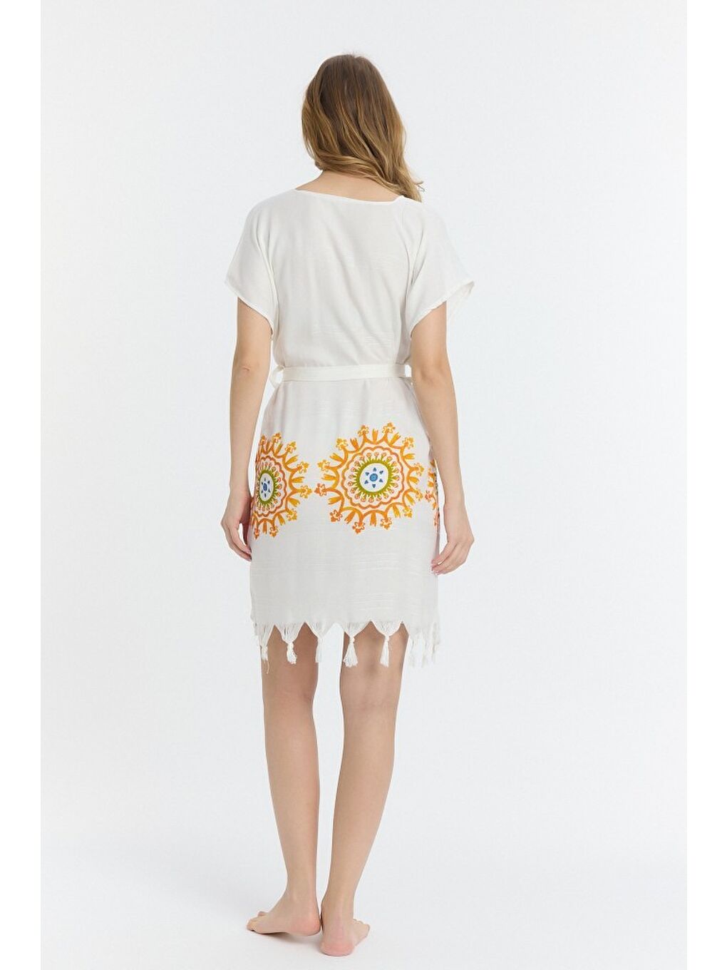 Sarı Copia Kadın Bambu Plaj Elbisesi-4