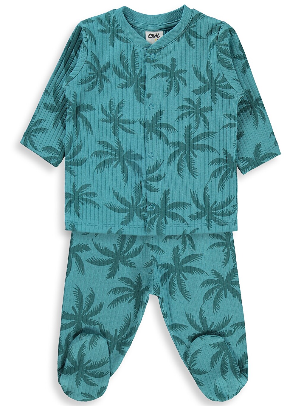 Petrol Baby Palmiye Empirme 1-9 Ay Pijama Takımı - Yeşil