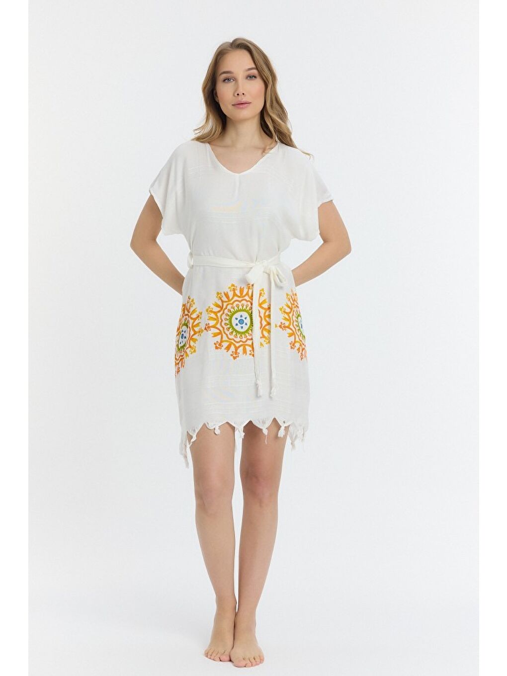 Sarı Copia Kadın Bambu Plaj Elbisesi-6