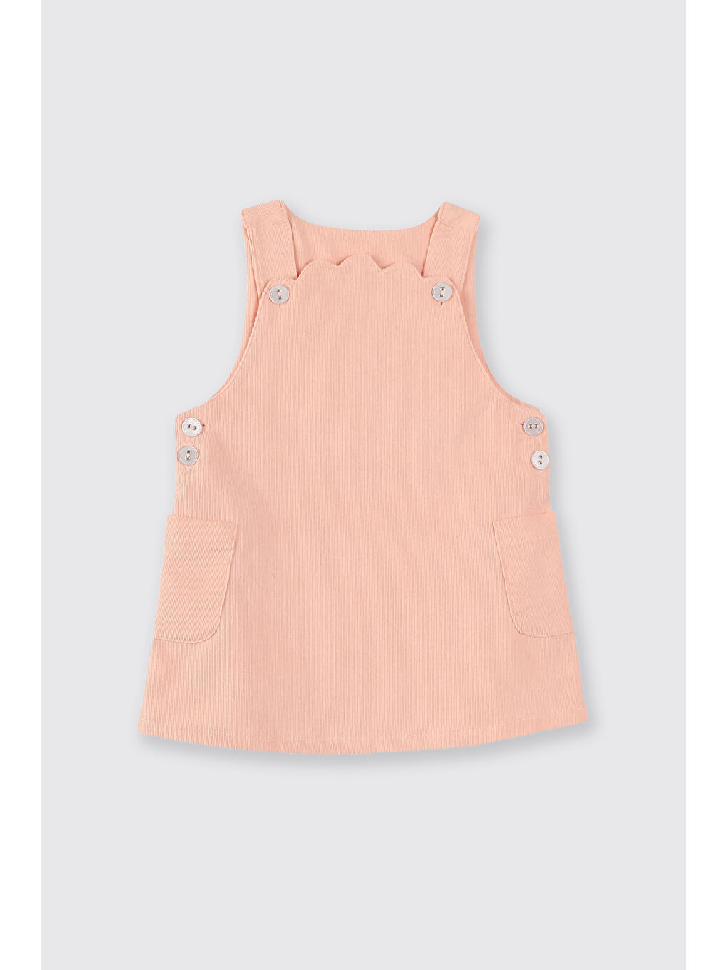 Pembe Kız Bebek Askılı Cepli Kadife Pudra Elbise