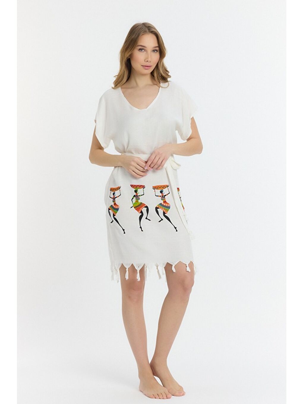 Kırmızı Copia Kadın Bambu Plaj Elbisesi-1