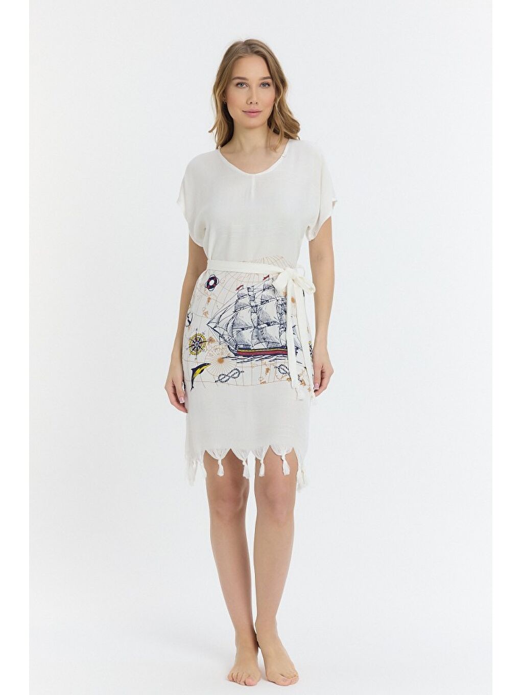 Mavi Copia Kadın Bambu Plaj Elbisesi