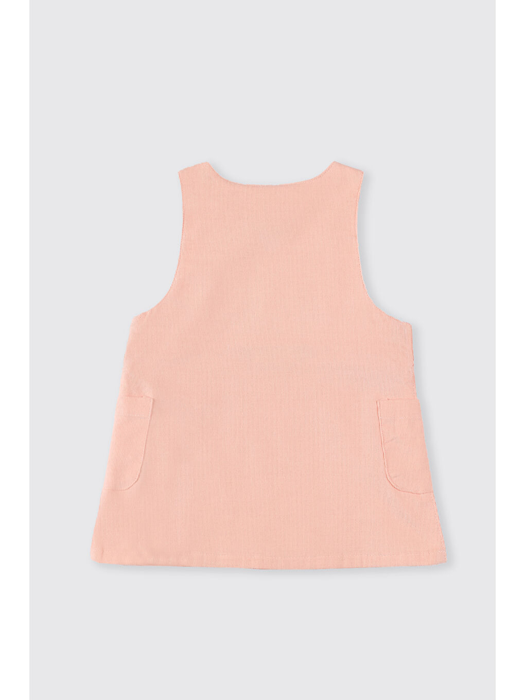 Pembe Kız Bebek Askılı Cepli Kadife Pudra Elbise-1