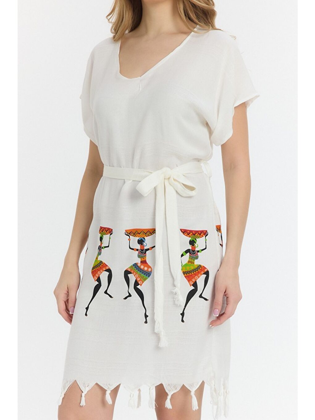 Kırmızı Copia Kadın Bambu Plaj Elbisesi-3