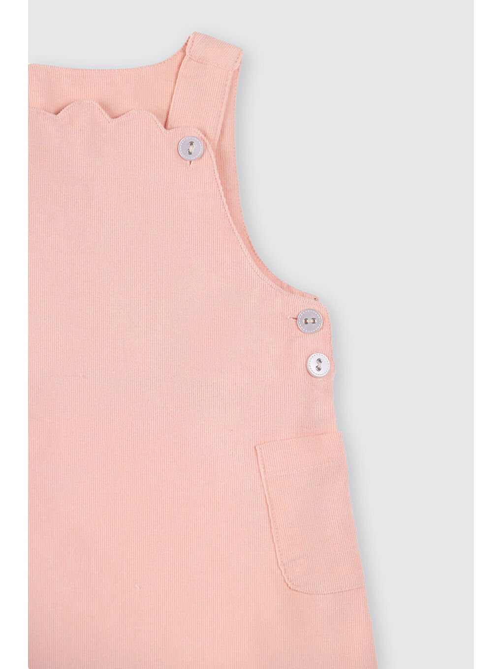 Pembe Kız Bebek Askılı Cepli Kadife Pudra Elbise-2