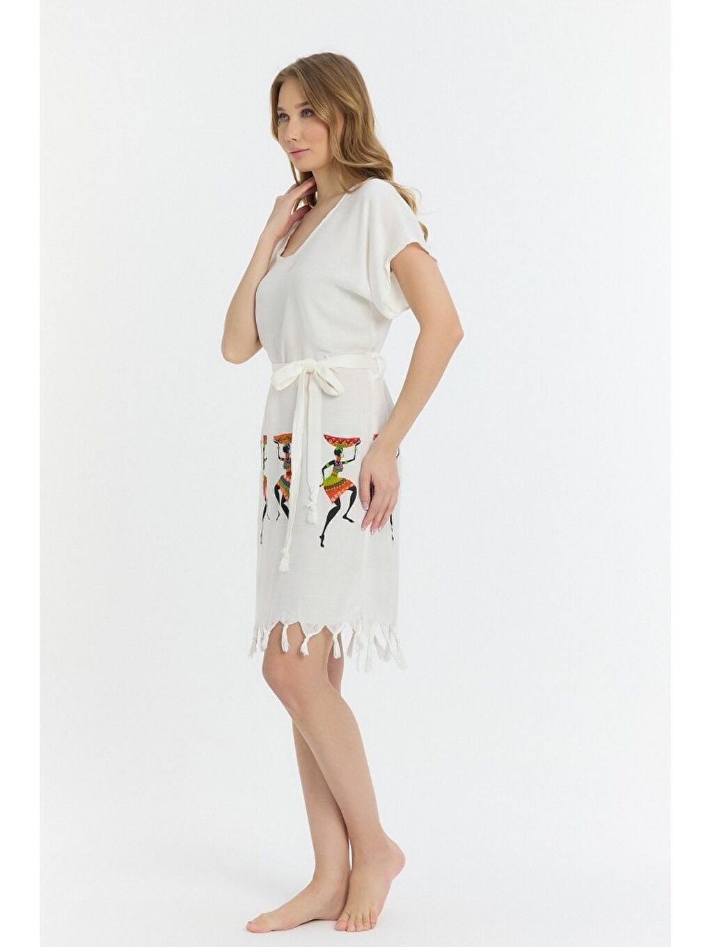 Kırmızı Copia Kadın Bambu Plaj Elbisesi-4