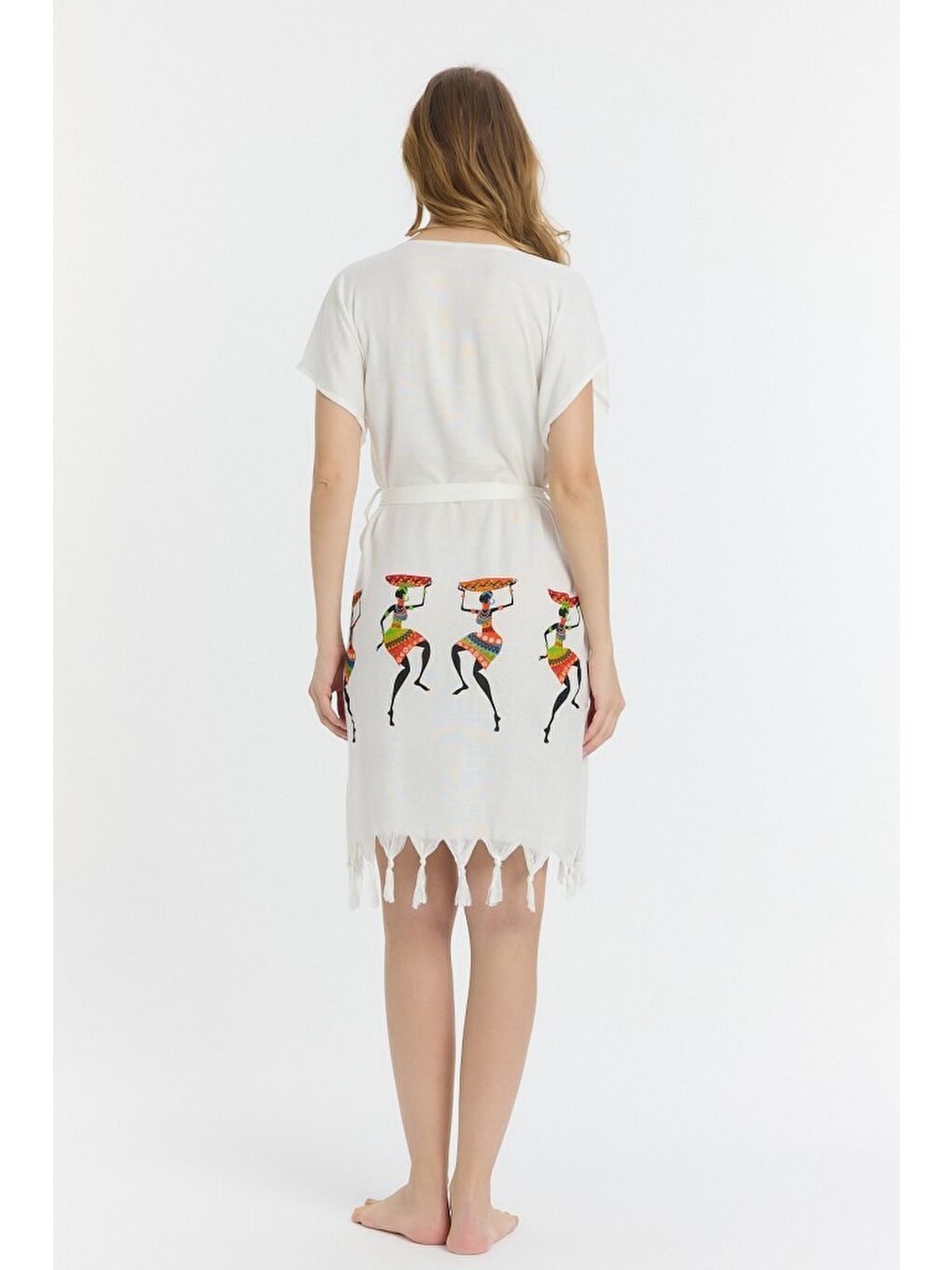 Kırmızı Copia Kadın Bambu Plaj Elbisesi-6