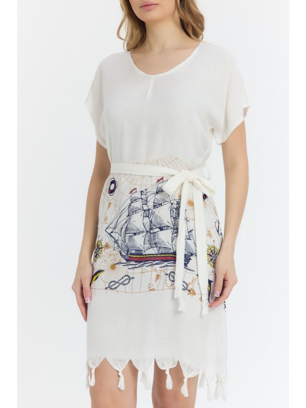 Mavi Copia Kadın Bambu Plaj Elbisesi-2