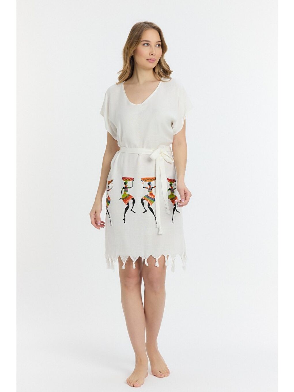 Kırmızı Copia Kadın Bambu Plaj Elbisesi-7