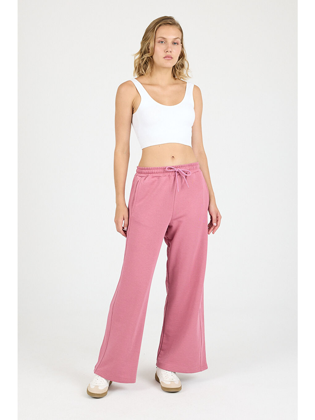 Pembe Kadın Timeless Gül Kurusu Bol Paça Eşofman Altı-1