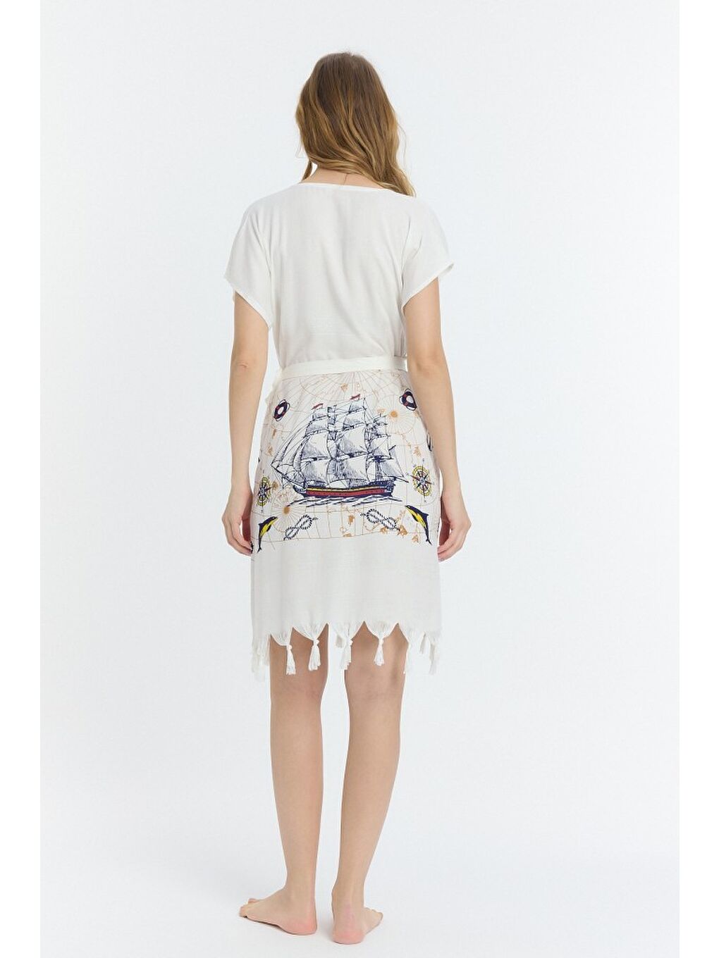 Mavi Copia Kadın Bambu Plaj Elbisesi-7