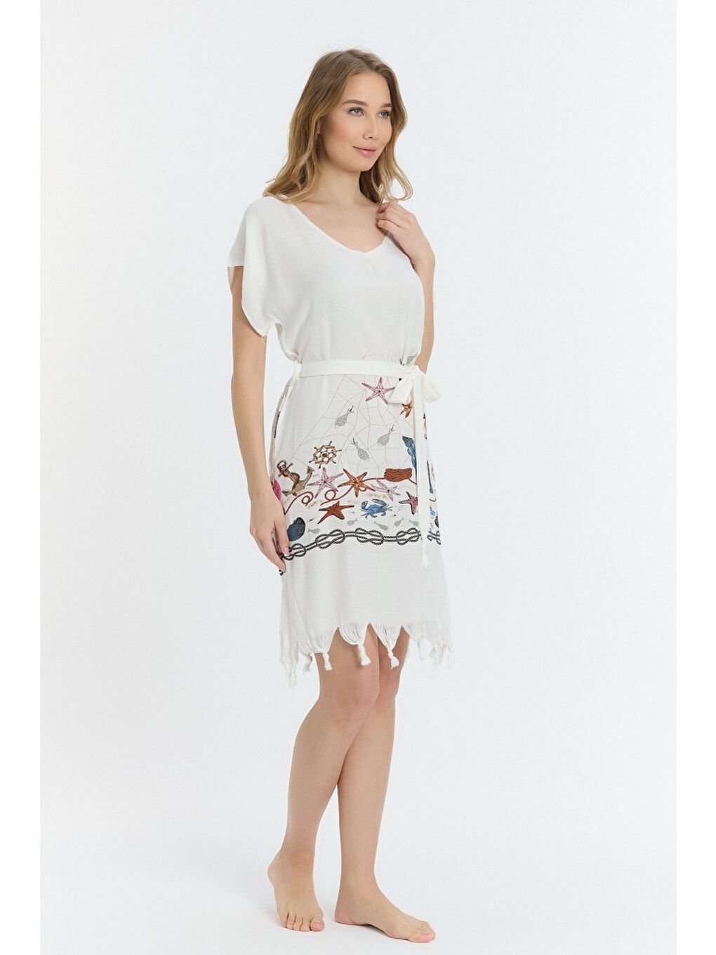 Kahverengi Copia Kadın Bambu Plaj Elbisesi-5