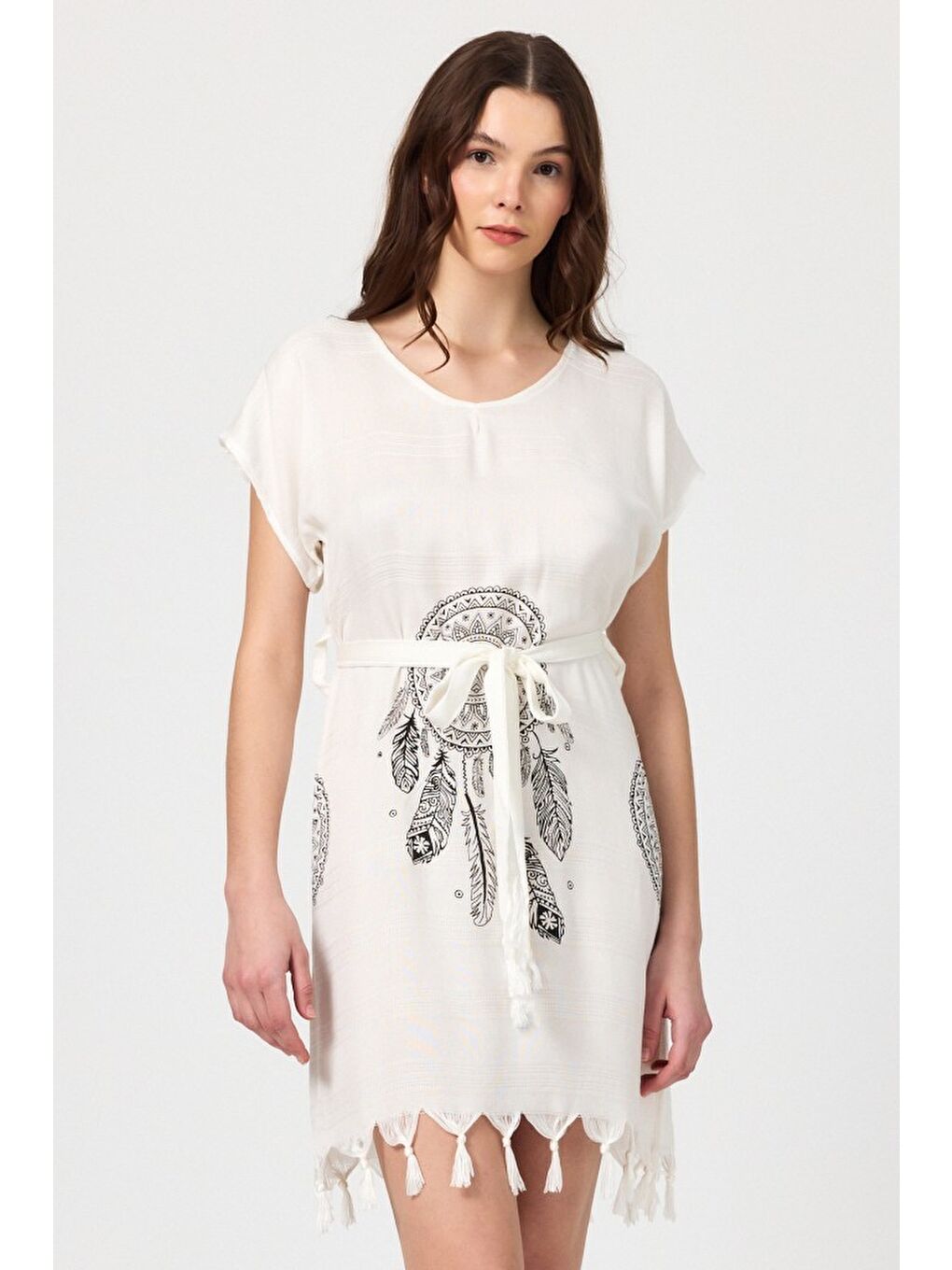 Gri Copia Kadın Bambu Plaj Elbisesi