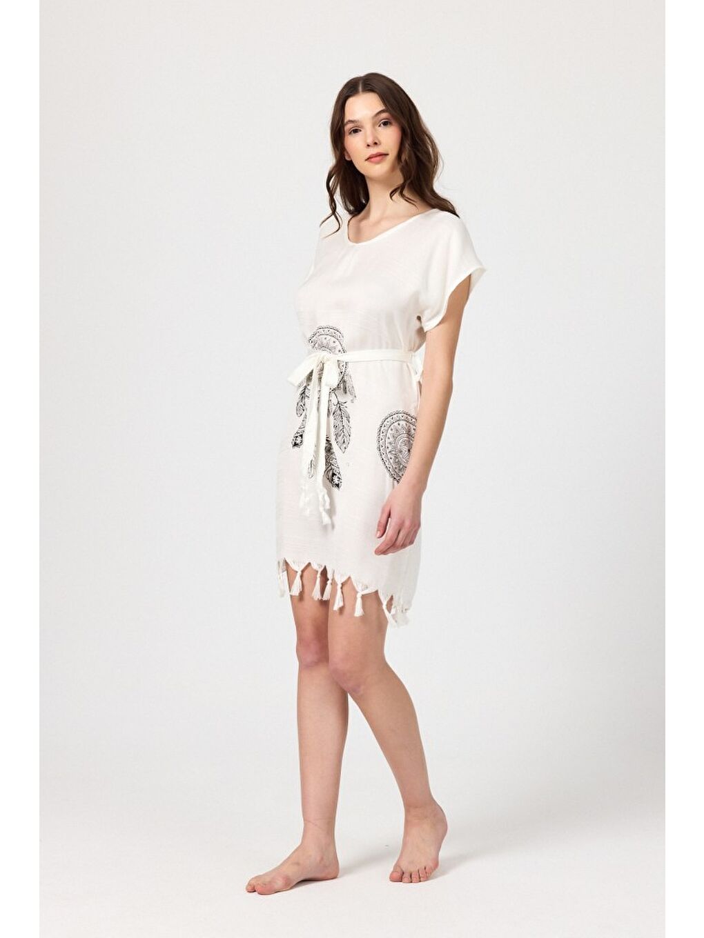 Gri Copia Kadın Bambu Plaj Elbisesi-2