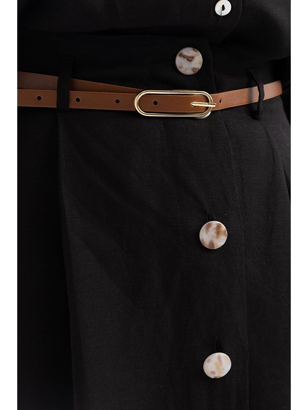 Siyah-Pileli Kemerli Kloş Etek-4