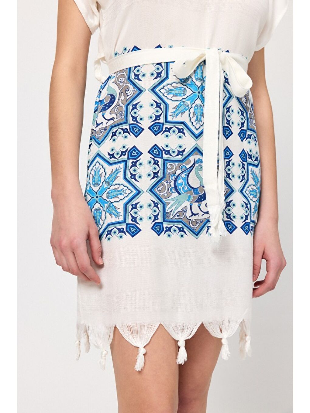 Beyaz Copia Kadın Bambu Plaj Elbisesi-7