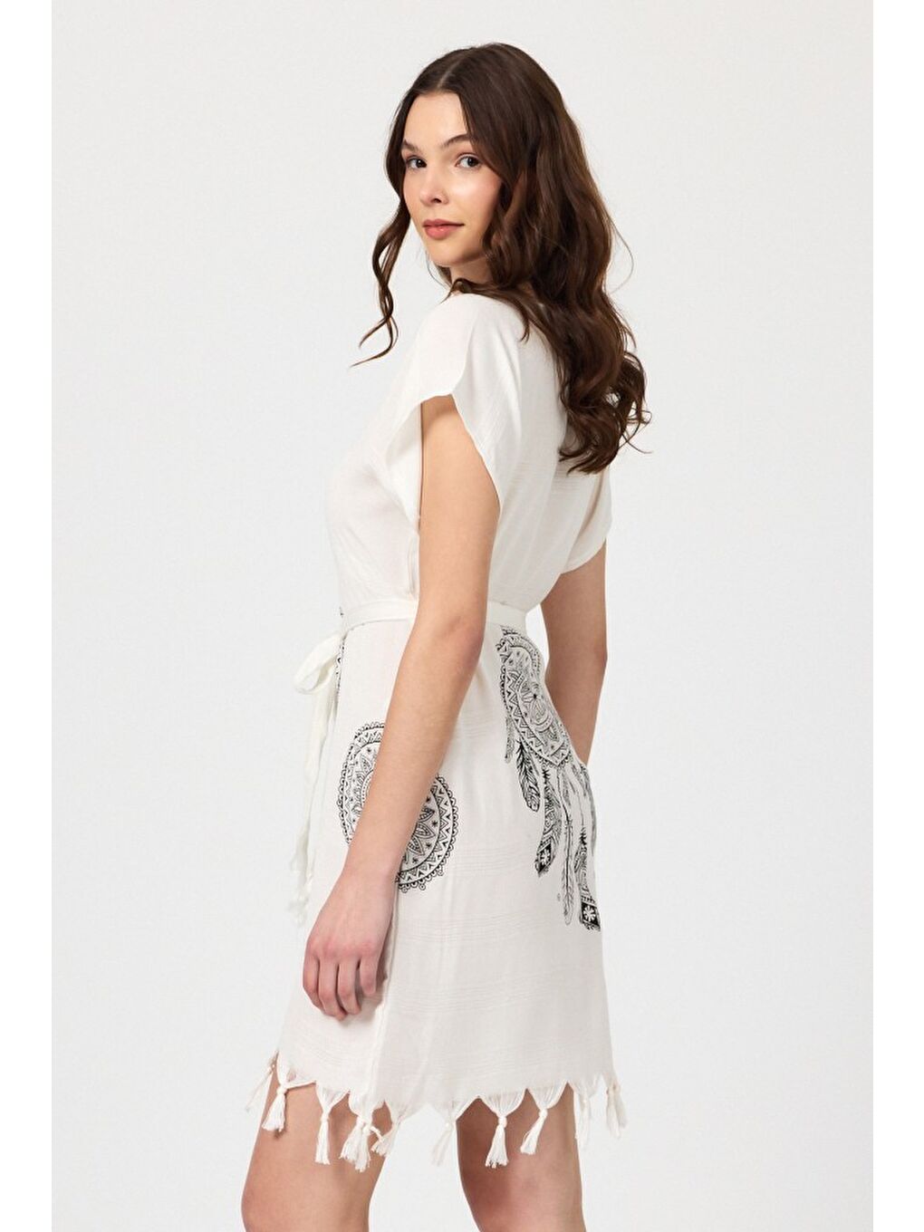 Gri Copia Kadın Bambu Plaj Elbisesi-4