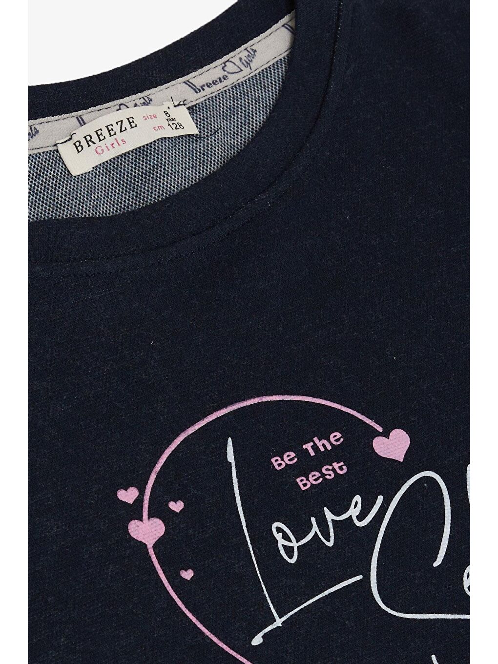 Kız Çocuk Eşofman Takım Sevgi Temalı Yazı Baskılı Lacivert (6-12 Yaş)-4