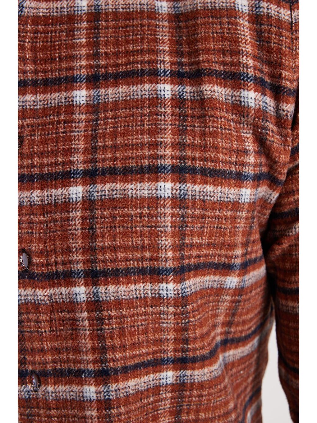 Kahverengi Erkek Slim Fit Dar Kesim Kareli Kışlık Oduncu Gömlek-4