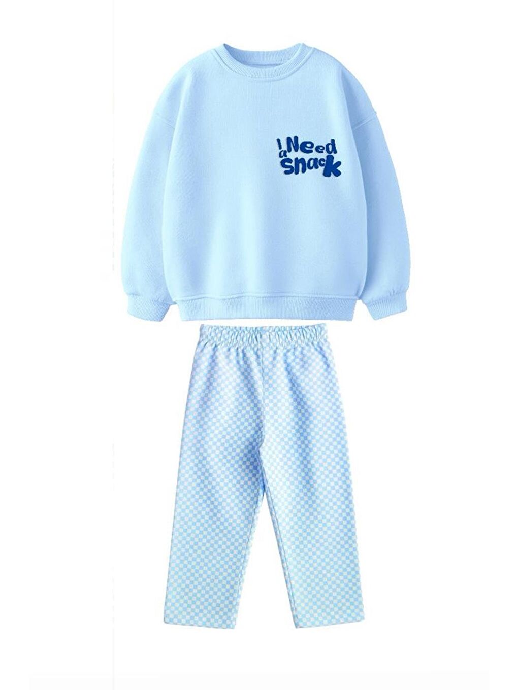 Mavi Erkek Çocuk Baskılı 3 İplik Kumaş Kanvas Pantolonlu Pamuklu Alt Üst Takım-2