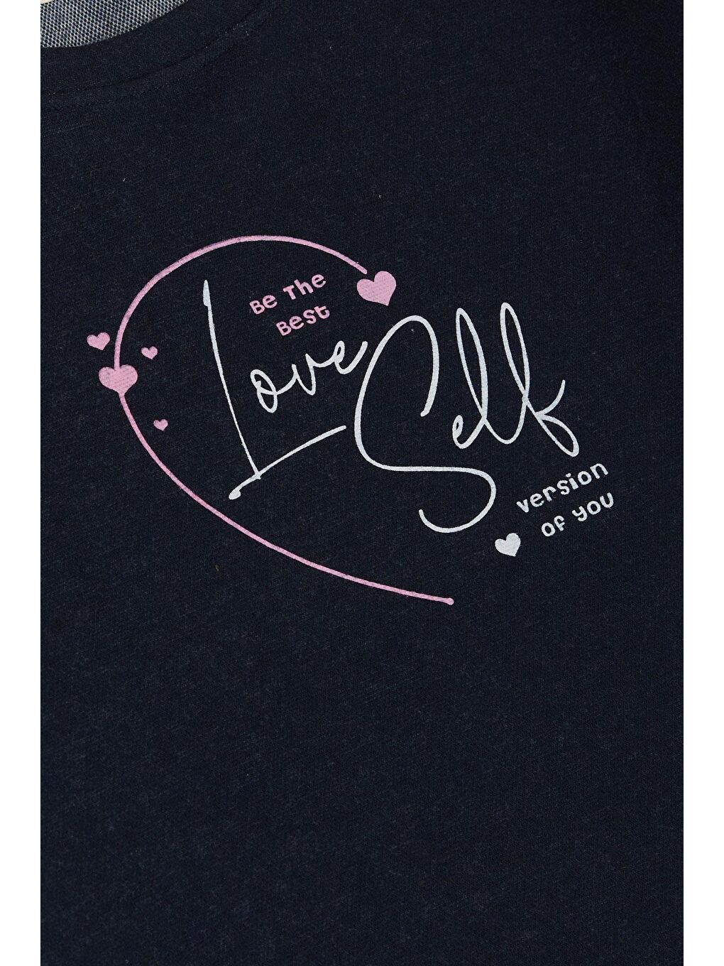 Kız Çocuk Eşofman Takım Sevgi Temalı Yazı Baskılı Lacivert (6-12 Yaş)-5