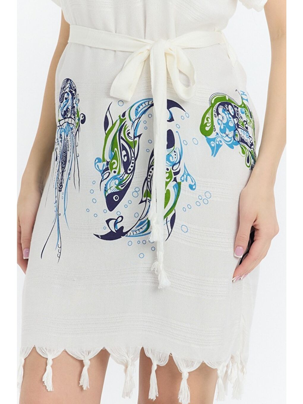 Turkuaz Copia Kadın Bambu Plaj Elbisesi-1