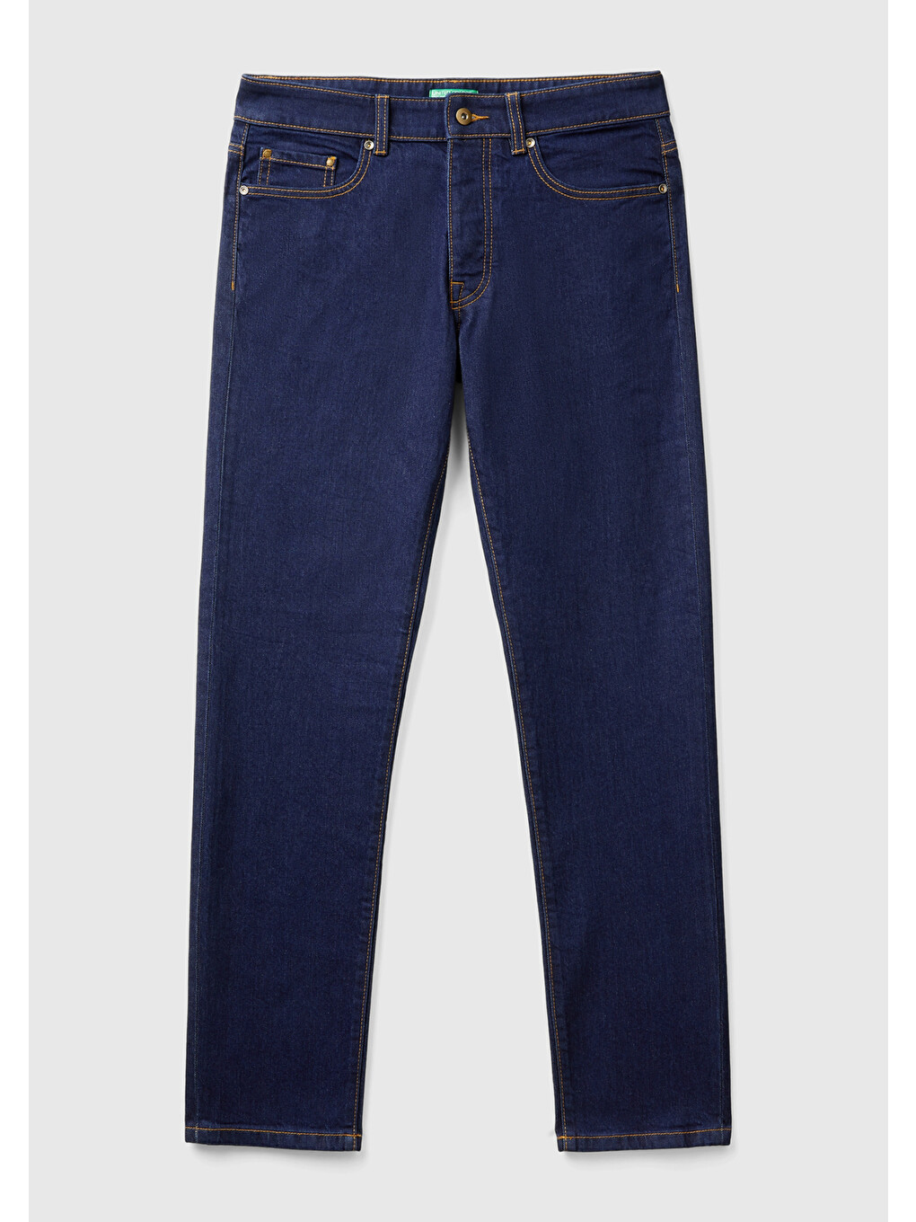 Erkek Koyu Mavi Pamuk Karışımlı Arkası Logo Etiketli Cepli Denim Jean Pantolon-1
