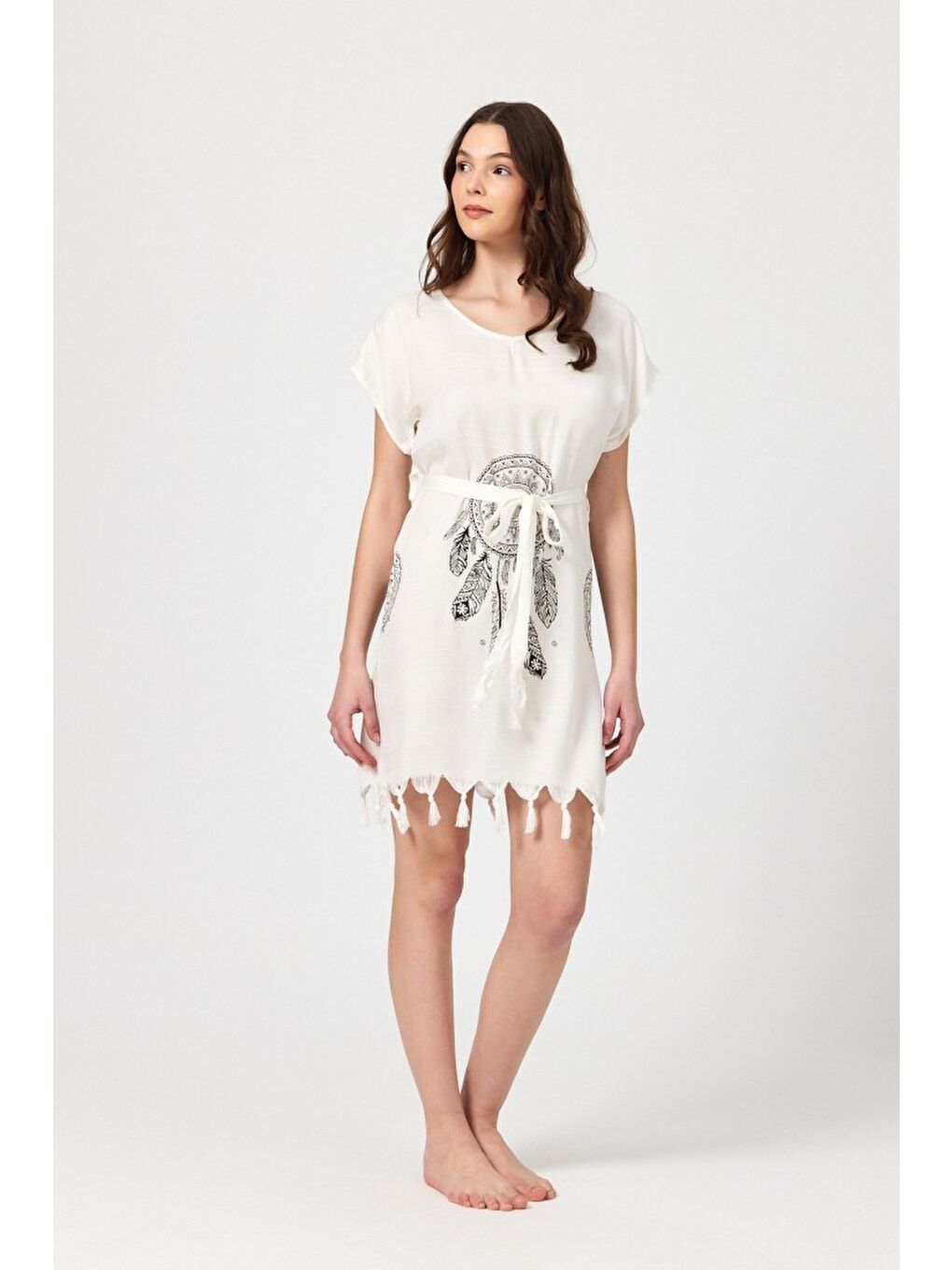 Gri Copia Kadın Bambu Plaj Elbisesi-6