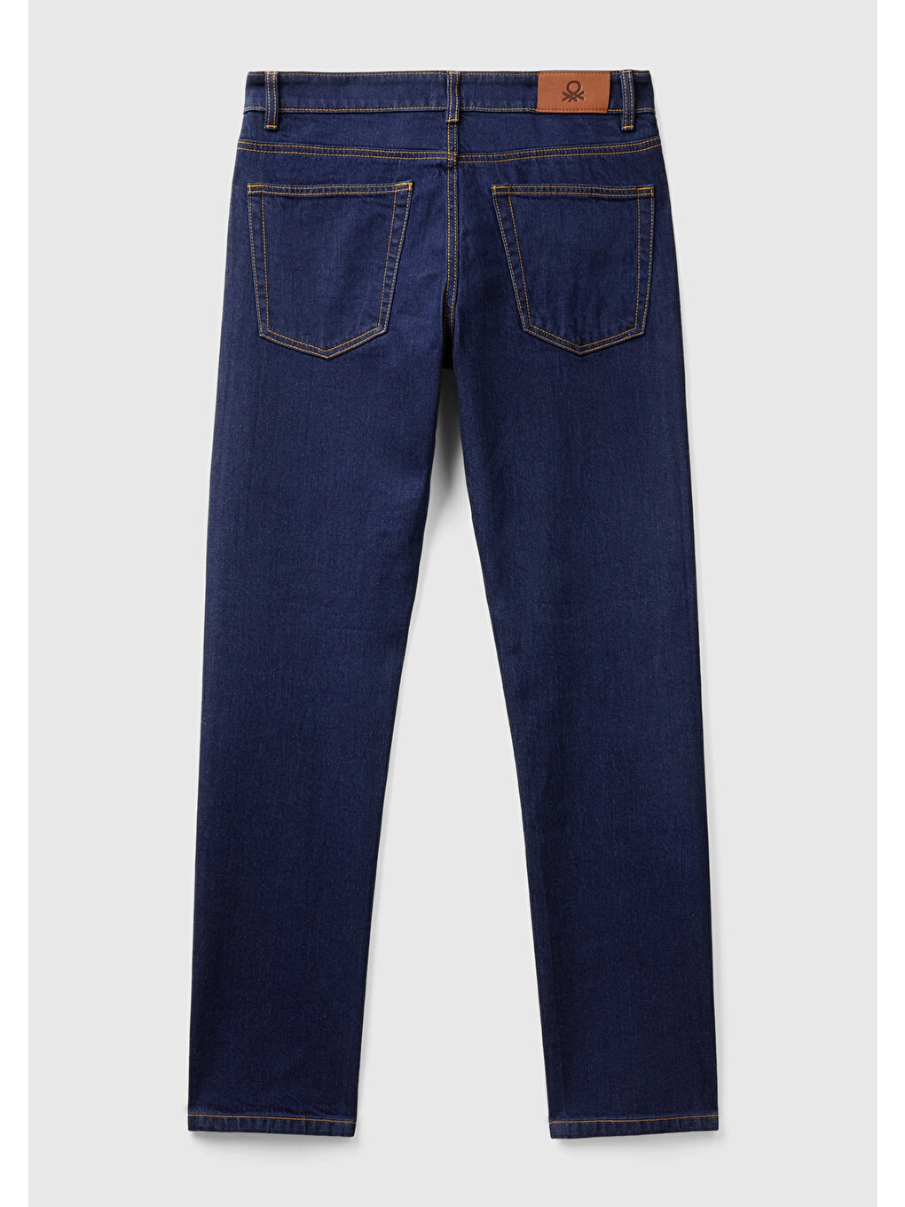 Erkek Koyu Mavi Pamuk Karışımlı Arkası Logo Etiketli Cepli Denim Jean Pantolon-3