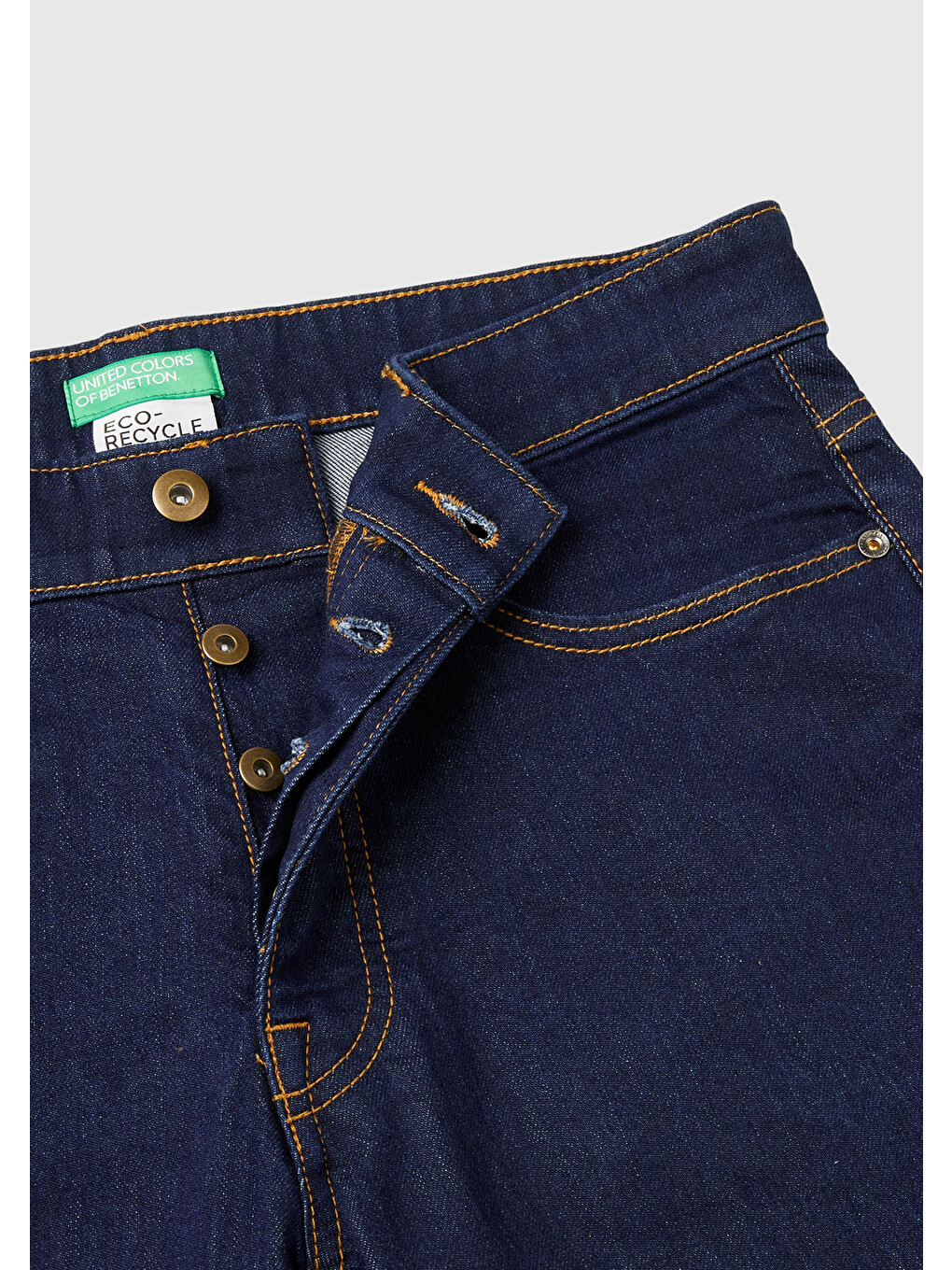 Erkek Koyu Mavi Pamuk Karışımlı Arkası Logo Etiketli Cepli Denim Jean Pantolon-5
