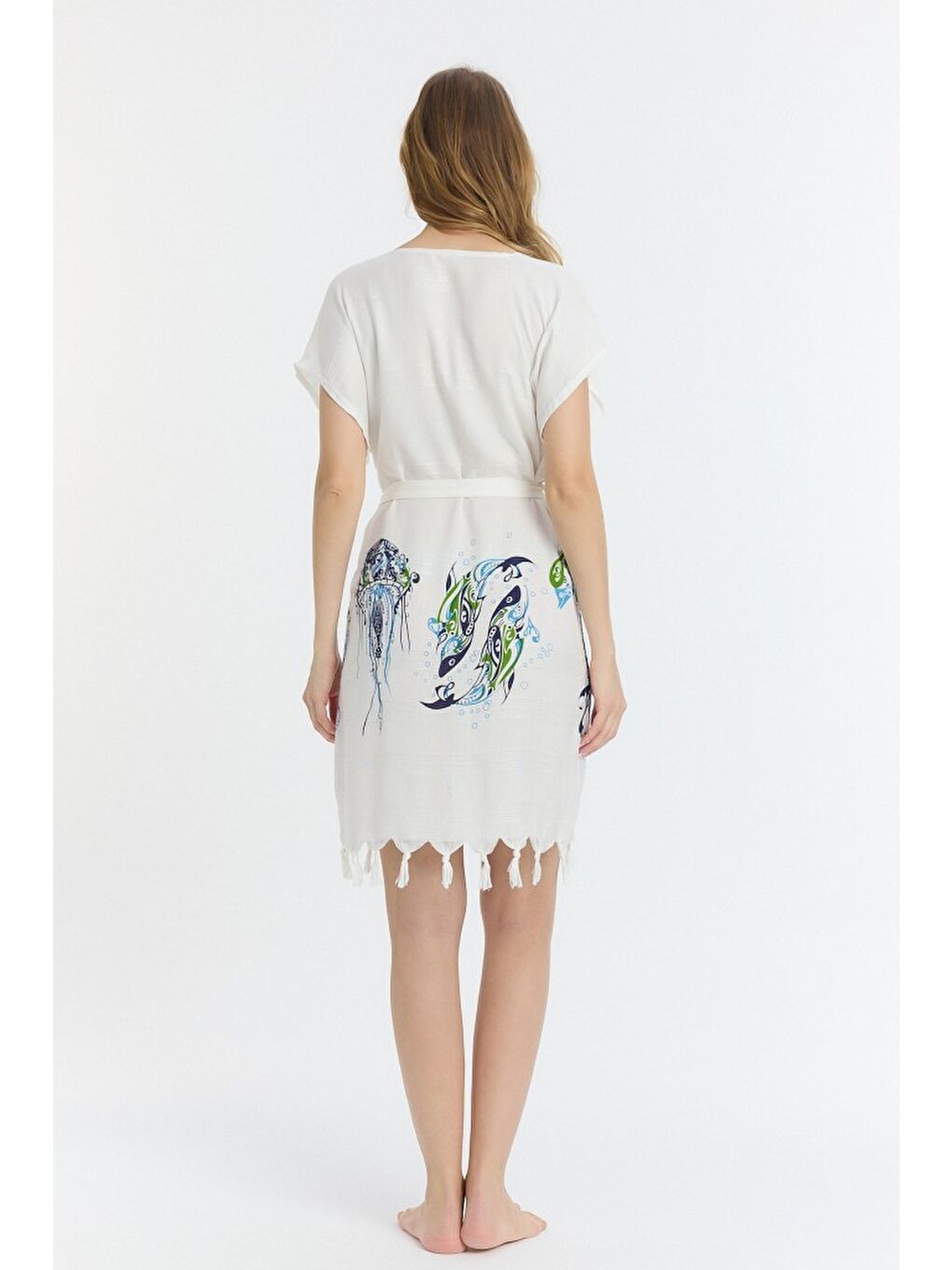 Turkuaz Copia Kadın Bambu Plaj Elbisesi-6