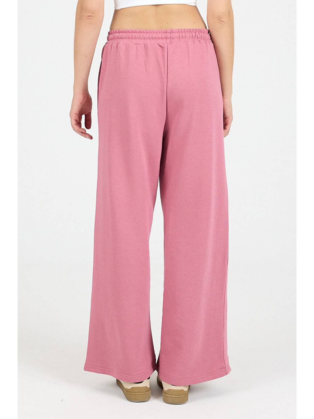 Pembe Kadın Timeless Gül Kurusu Bol Paça Eşofman Altı-4