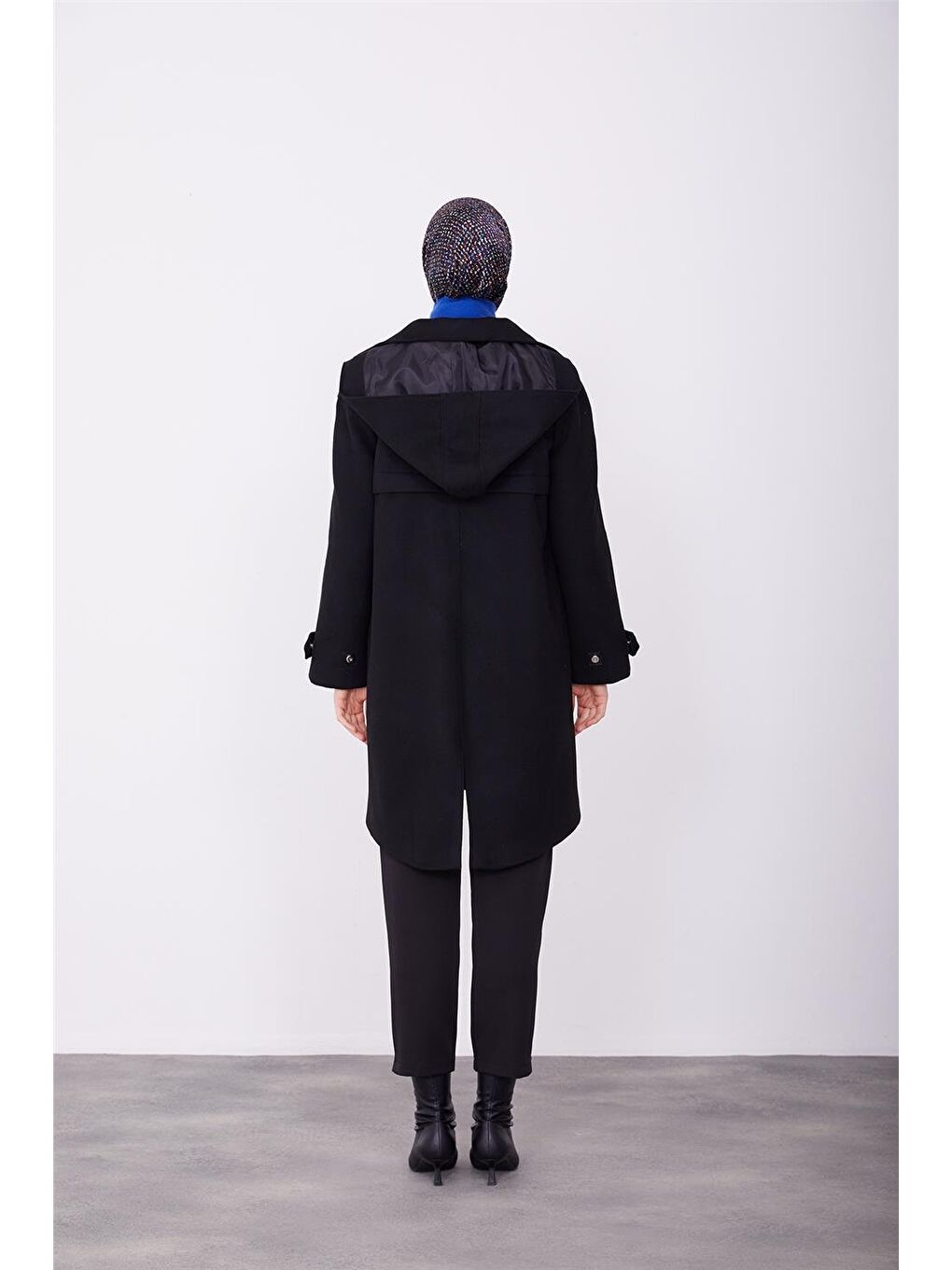 Seyyar Kapüşonlu Deri Mıktanıslı Parka Kaban 23K7217 Siyah-5