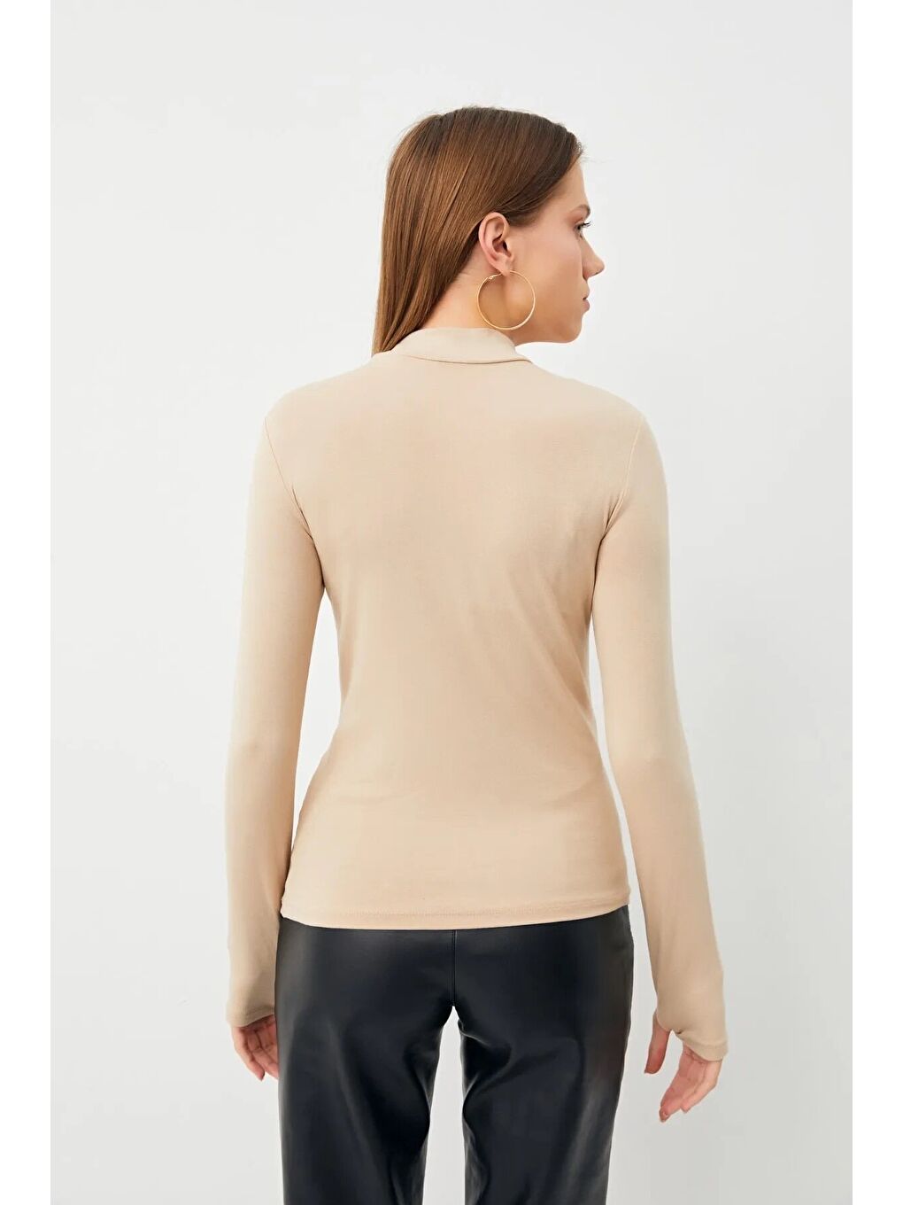 Ekru Kadın Krem Lacivert 2'li Parmak Detaylı Body-2