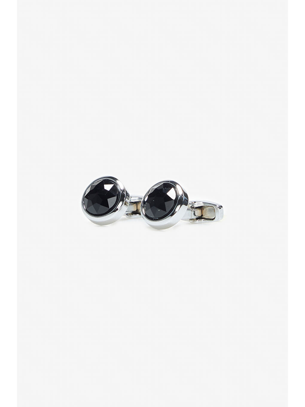 Erkek Siyah-Gümüş %100 Metal Kol Düğmesi-1