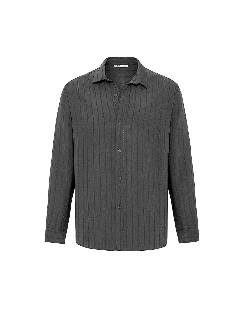 Çizgili Uzun Kol Oversize Gömlek Antrasit-1