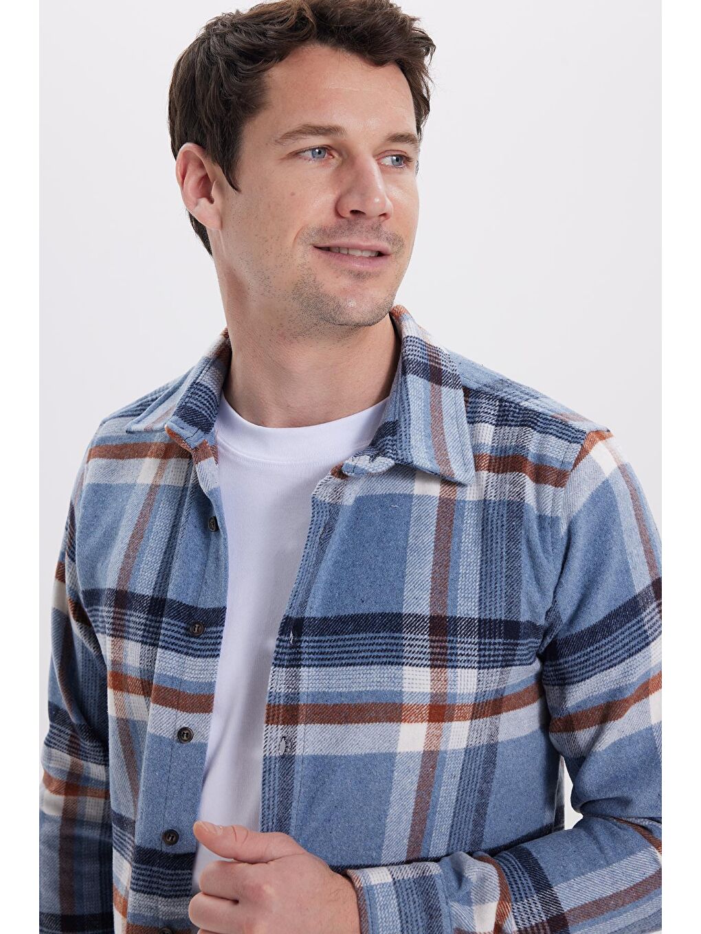 Karışık Erkek Slim Fit Dar Kesim Kareli Kışlık Oduncu Gömlek-1