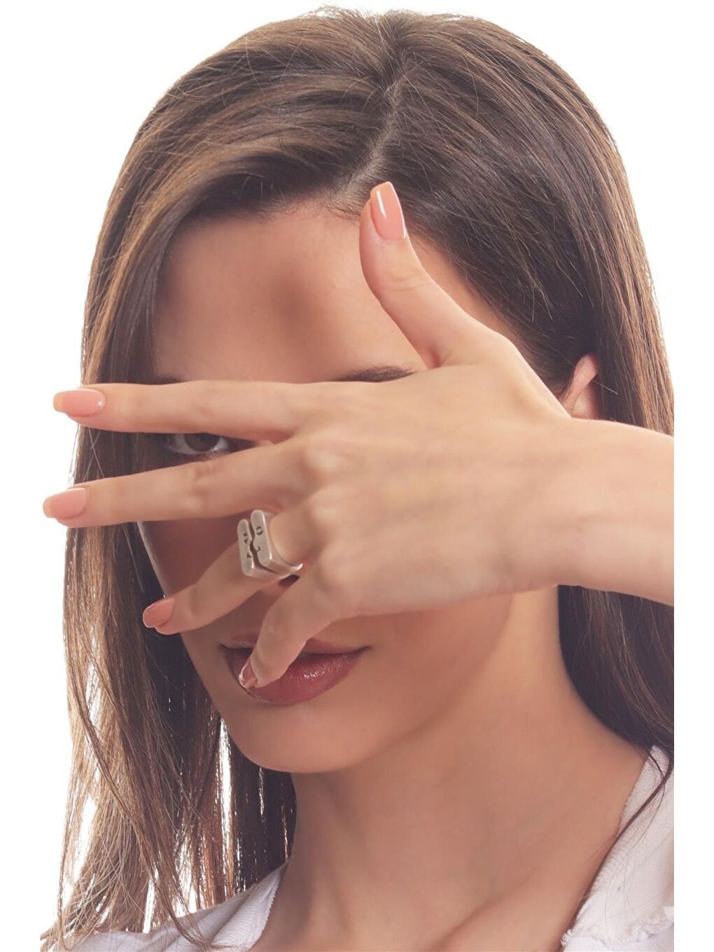 Gri Kadın 2 Parça Ayarlanabilir Yüz Silüeti Çift Yüzük-3