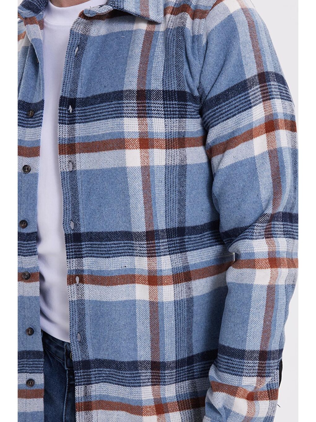 Karışık Erkek Slim Fit Dar Kesim Kareli Kışlık Oduncu Gömlek-2