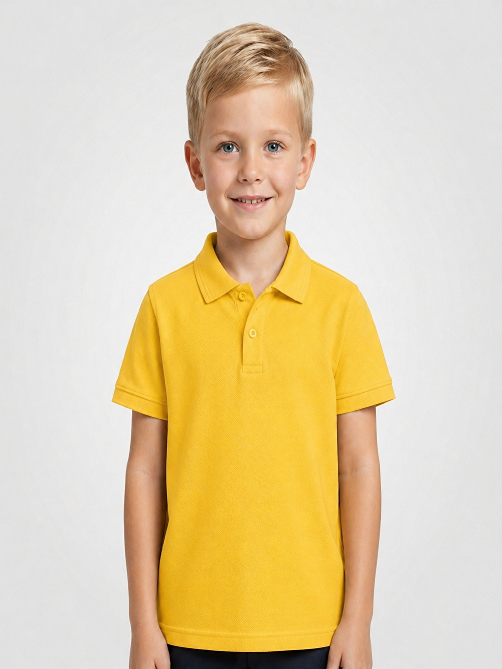 Sarı Kids Polo Yaka Basic Kısa Kollu Unisex Çocuk Tişört