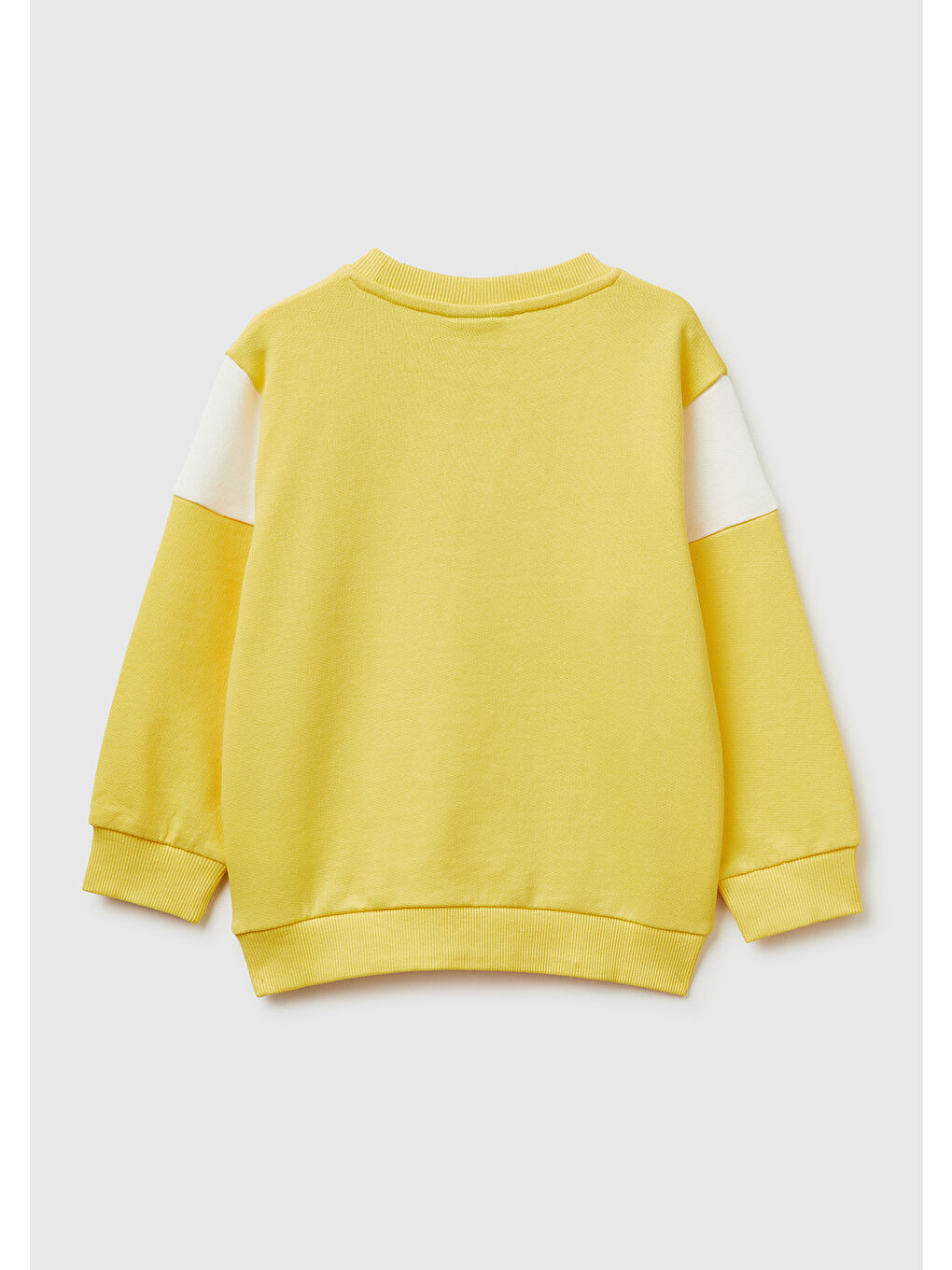 Erkek Çocuk Sarı Çok Renkli Baskılı Kol Detaylı Bisiklet Yaka Sweatshirt-1