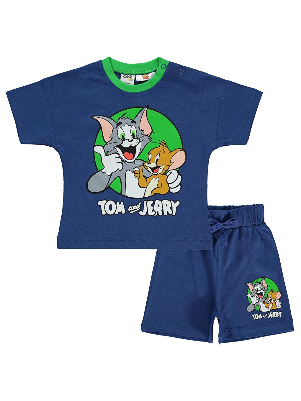 Civil İndigo Tom And Jerry Erkek Bebek Şortlu  Takım 6-18 Ay İndigo