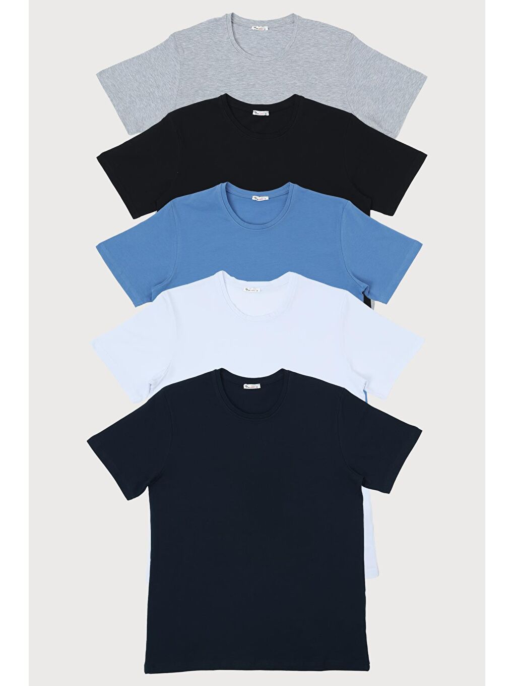 Karışık Erkek Tişört Standart Kalıp Basic Relaxed Bisiklet Yaka 5 Li Paket