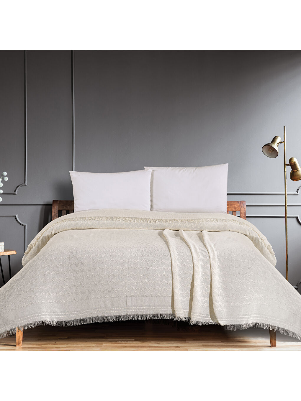 Ekru Home Zuma Çift Kişilik Pike 200x220 Cm-Krem