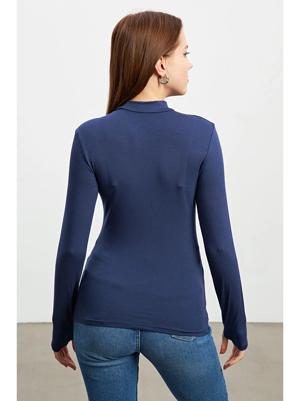 Kadın Lacivert Bordo 2'li Parmak Detaylı Body-2