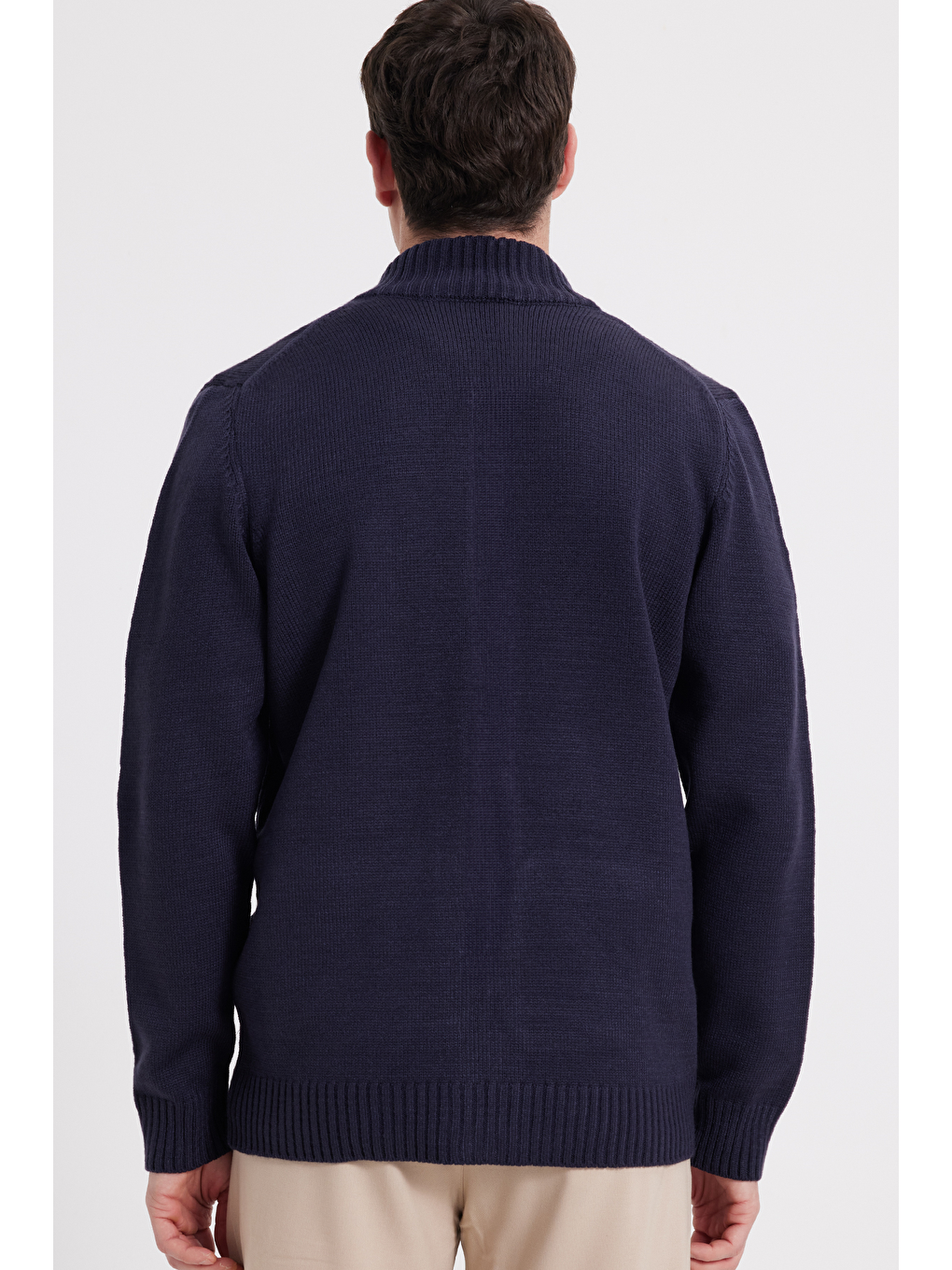 Erkek Standart Fit Normal Kesim Fermuarlı Lacivert Hırka-6