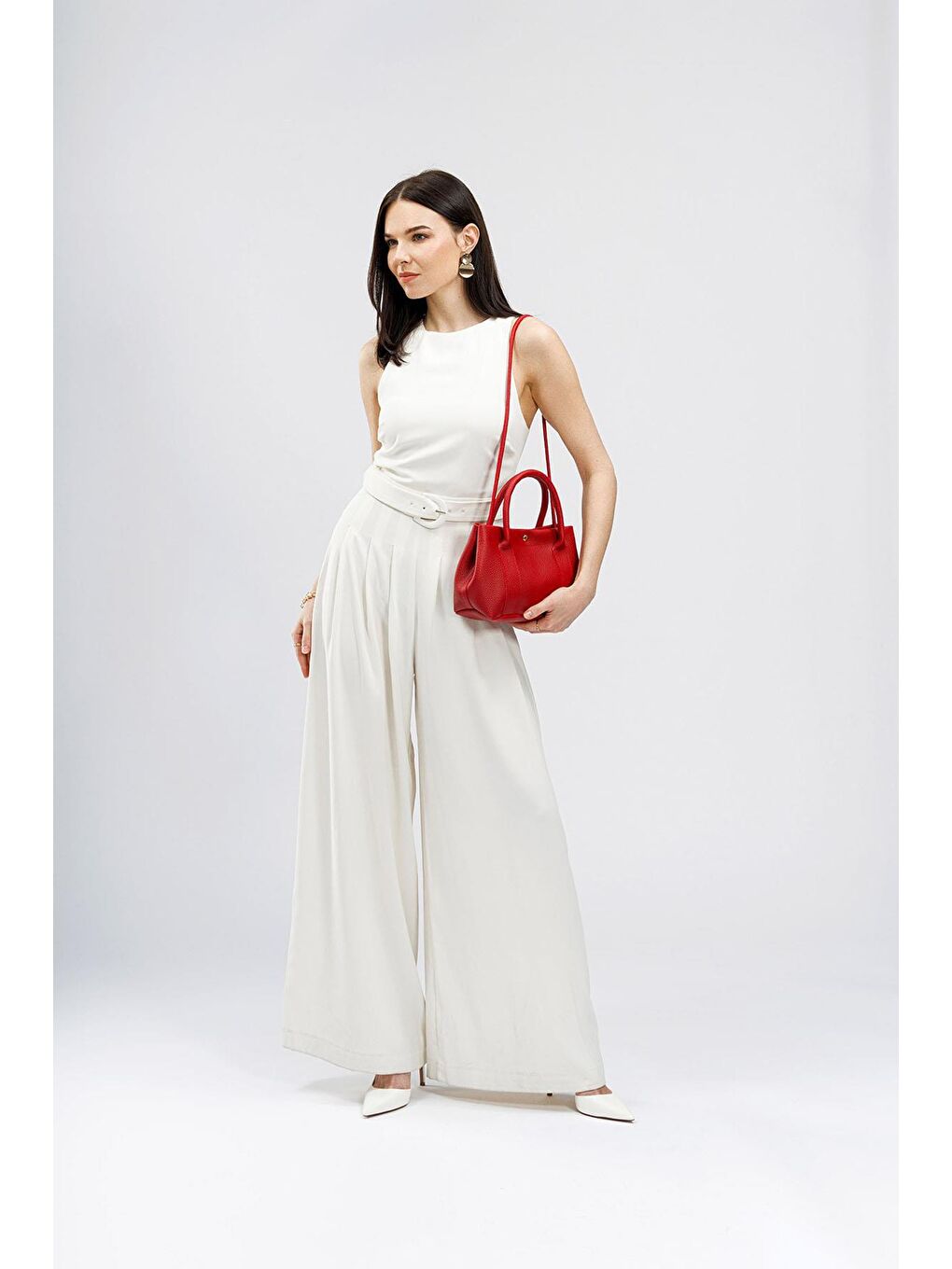 Kırmızı Kadın Suni Deri El ve Omuz Çantası-1