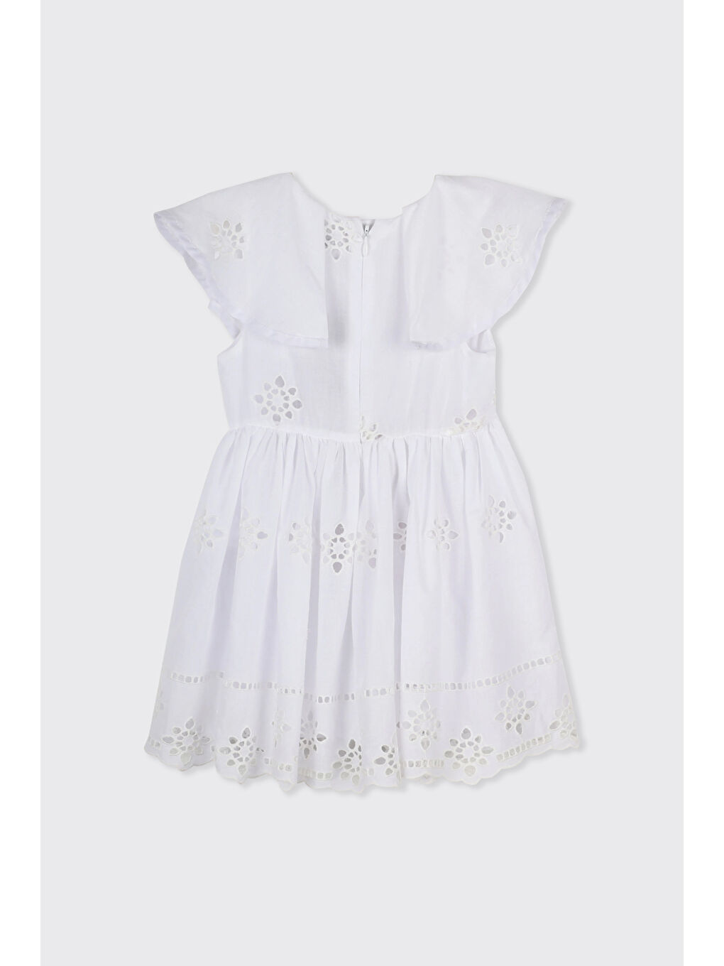 Kız Bebek Yaka Detaylı Fisto Beyaz Elbise-1