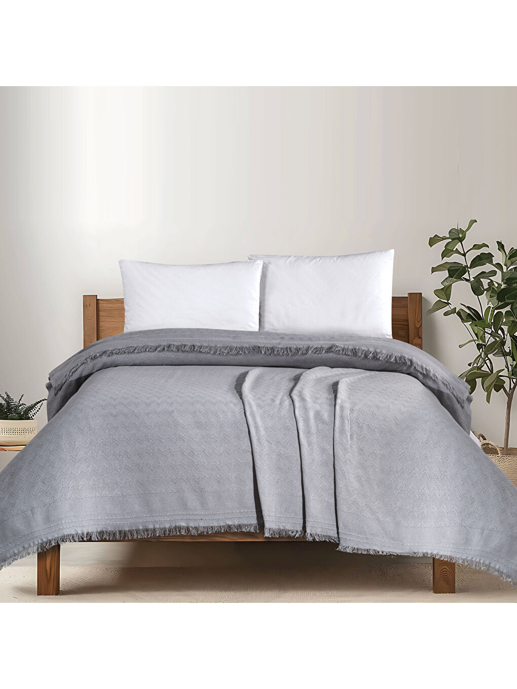 Home Zuma Çift Kişilik Pike 200x220 Cm-Gri